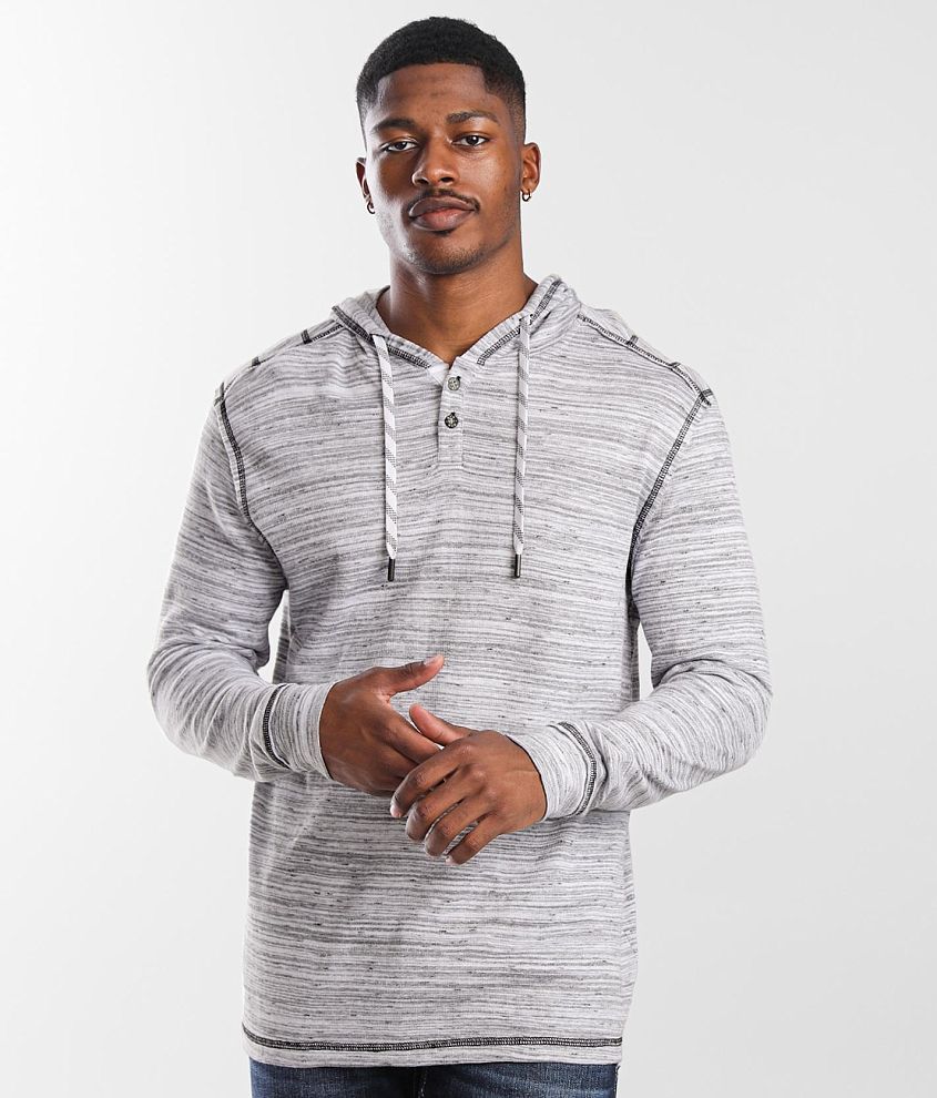 BKE Marled Henley Hoodie Men s Sweatshirts in White Black Buckle