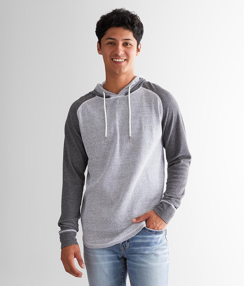 BKE Textured Knit Hoodie - Men's Sweatshirts in White Jet Black