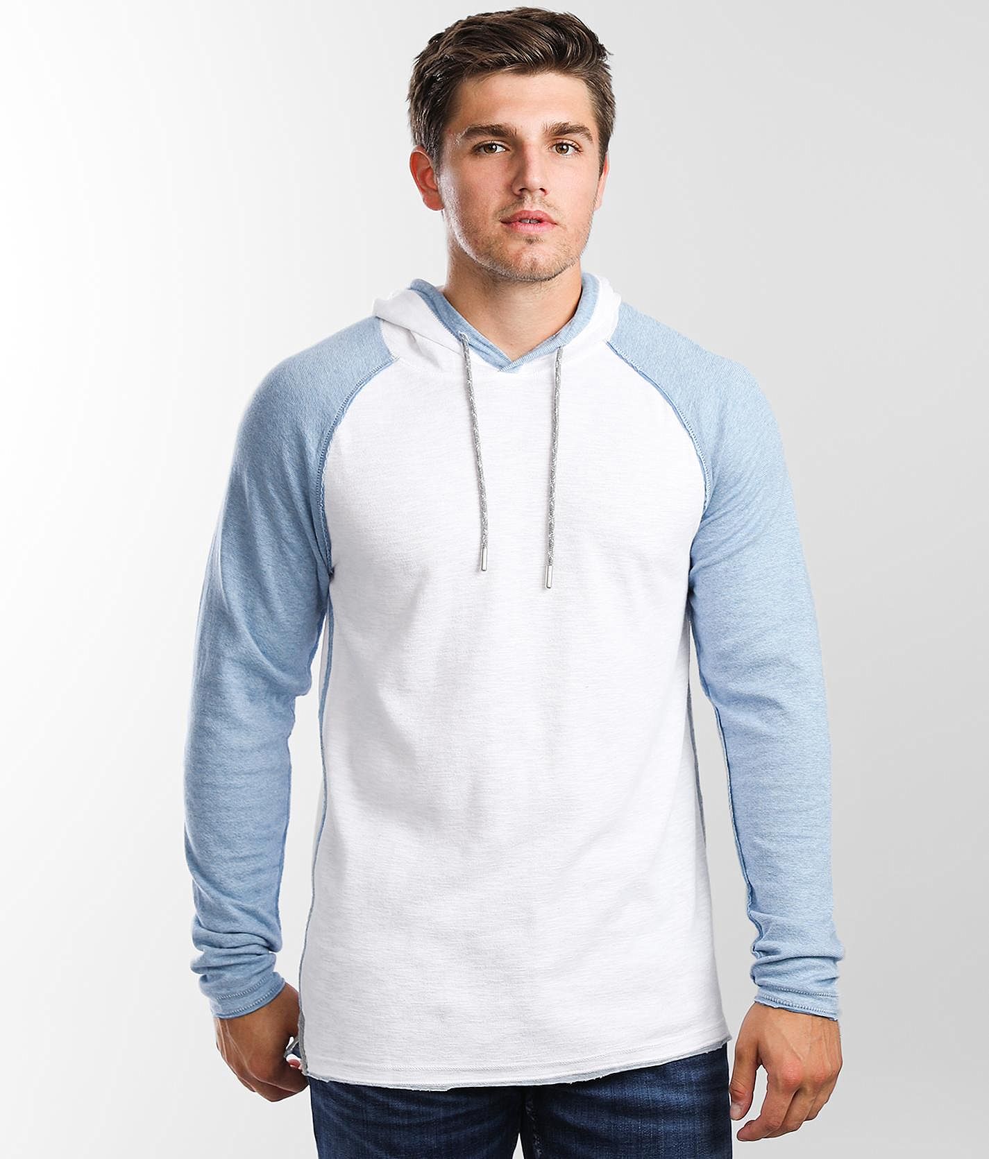 BKE Raglan Hoodie Men s Sweatshirts in White Blue Buckle