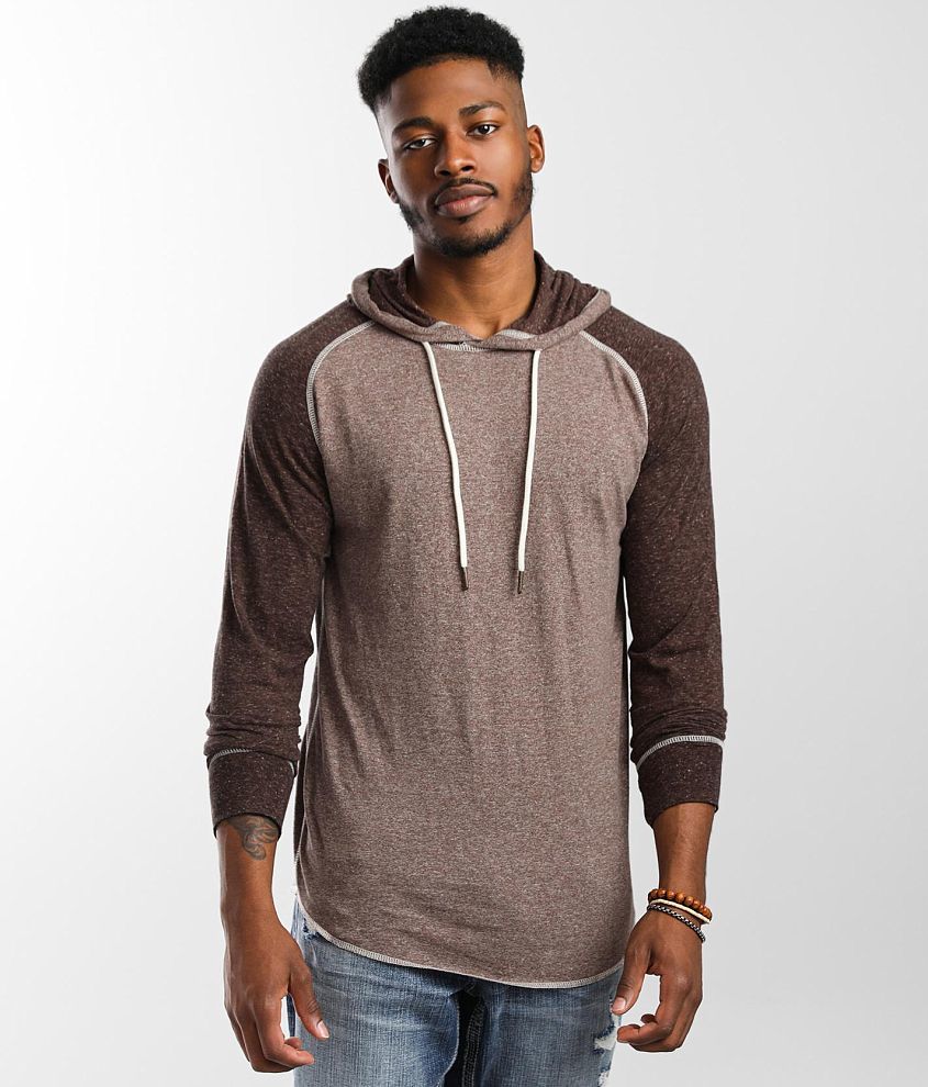 BKE Color Block Hoodie Men s Sweatshirts in Maroon Buckle