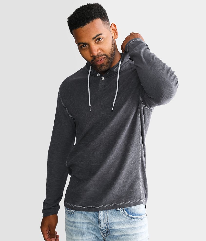 BKE Hallsy Henley Hoodie - Men's Sweatshirts in Raven | Buckle