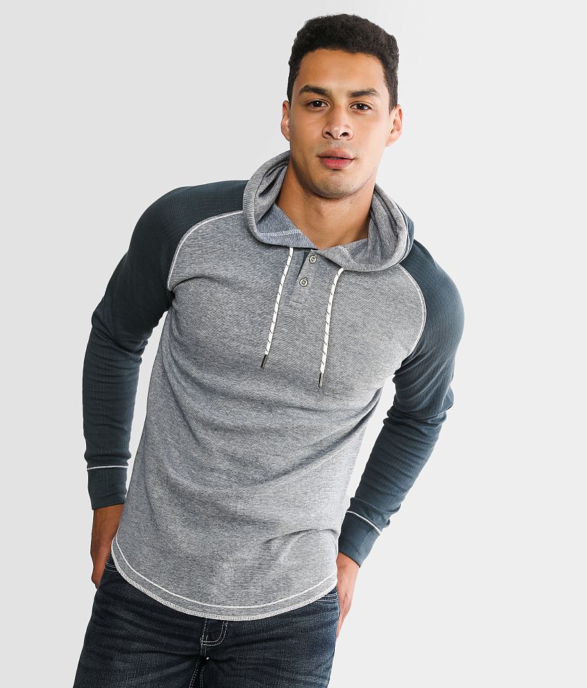 BKE Striped Henley Hoodie - Men's Sweatshirts in Slate Blue | Buckle