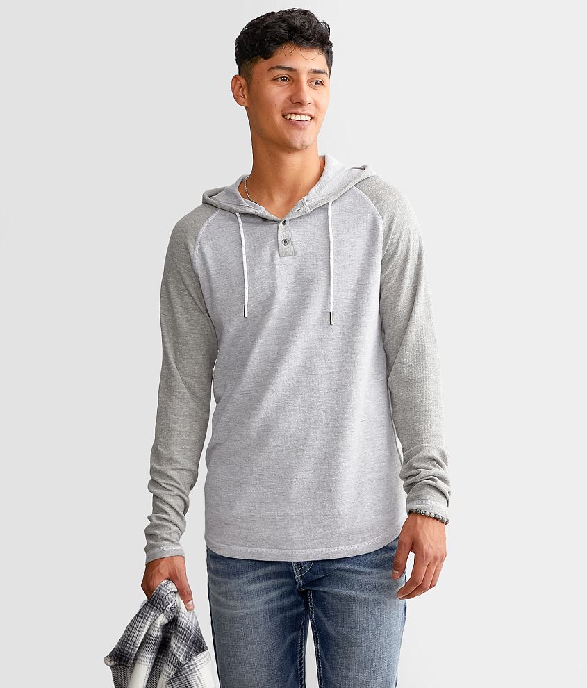 BKE Pieced Henley Hoodie front view