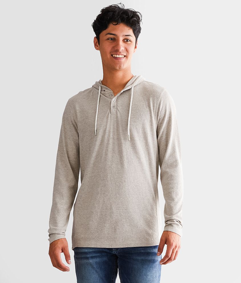 BKE Textured Henley Hoodie front view