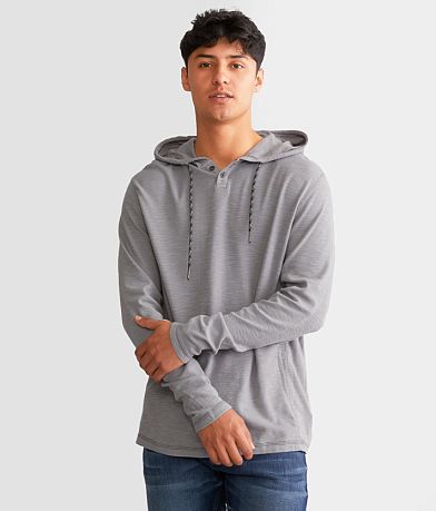 Buckle Black Waffle Knit Henley Hoodie - Men's Sweatshirts in White