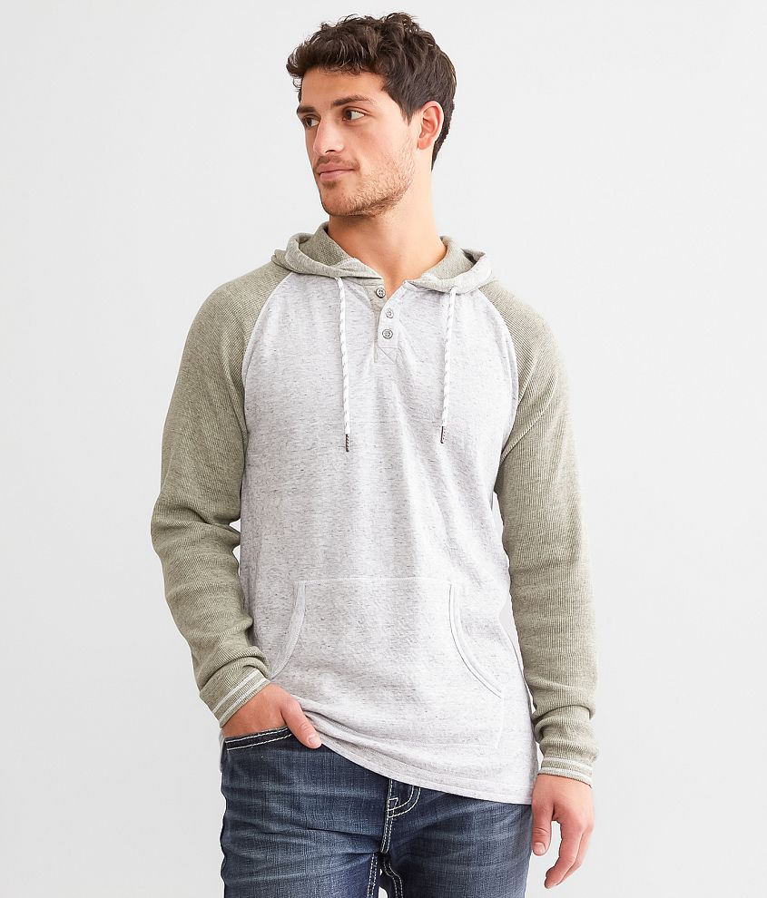 BKE Raglan Sleeve Henley Hoodie front view