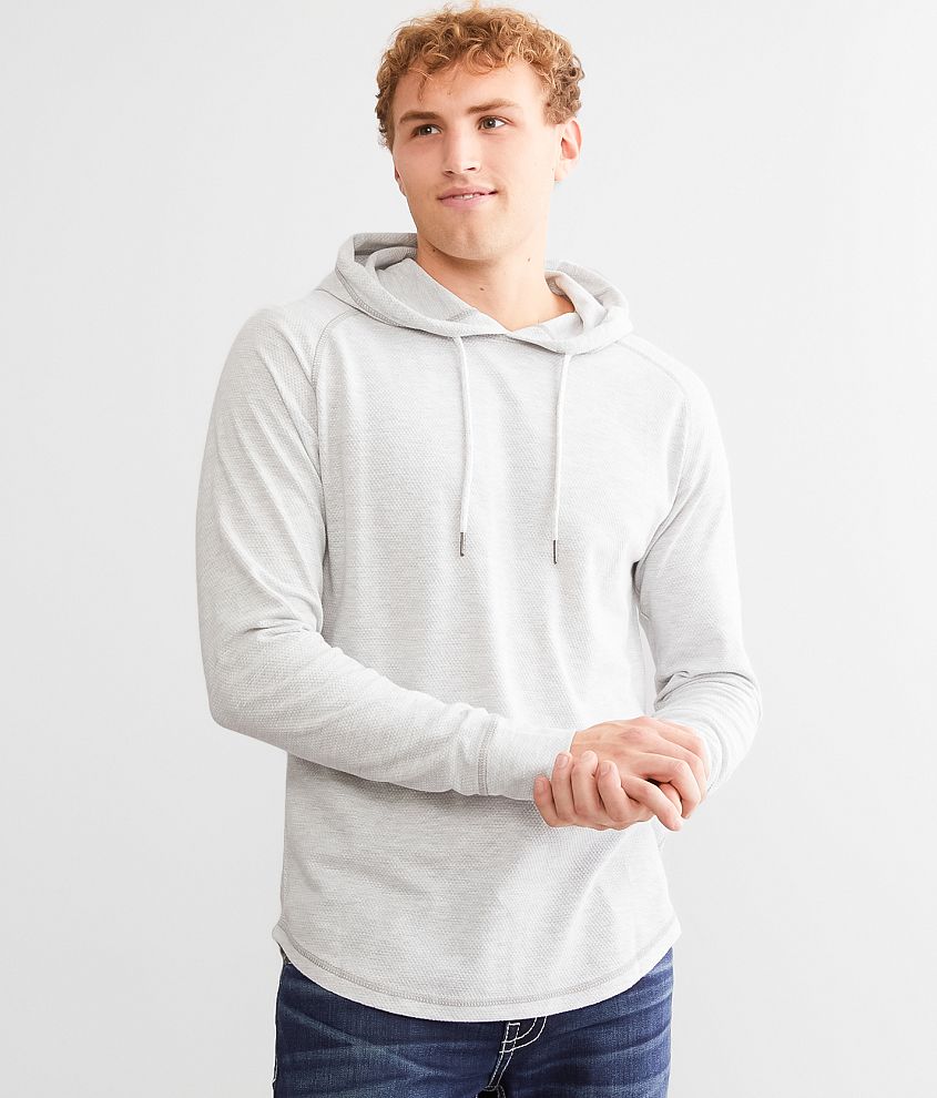 Buckle Black Waffle Knit Henley Hoodie - Men's Sweatshirts in White