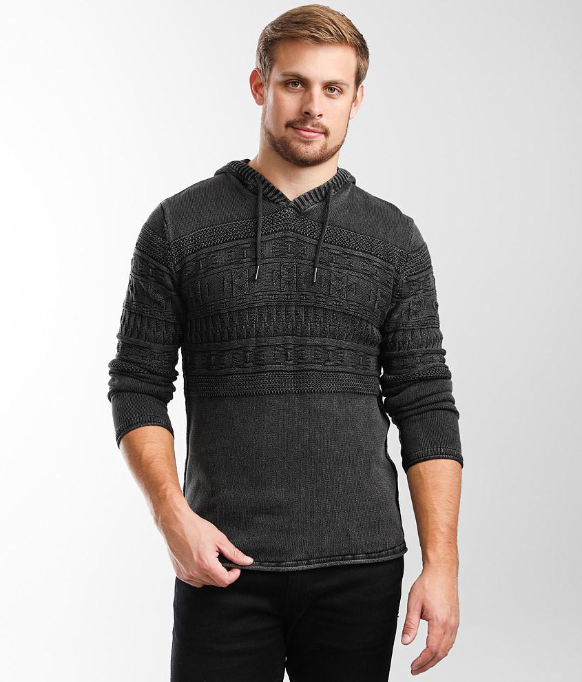 BKE Washed Crossover Hooded Sweater front view