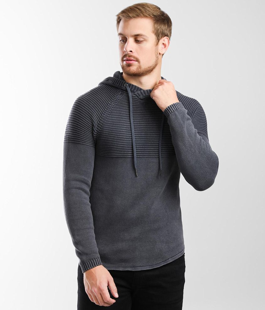 BKE Washed Crossover Hooded Sweater front view