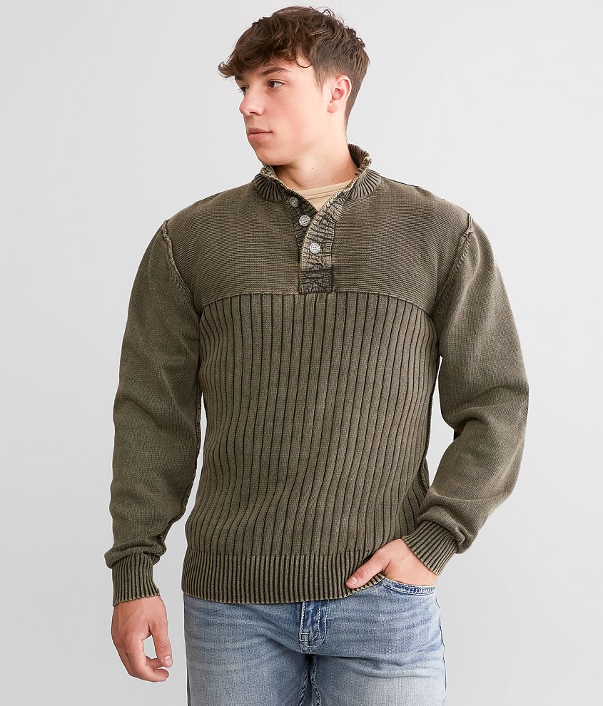 BKE Washed Henley Sweater front view