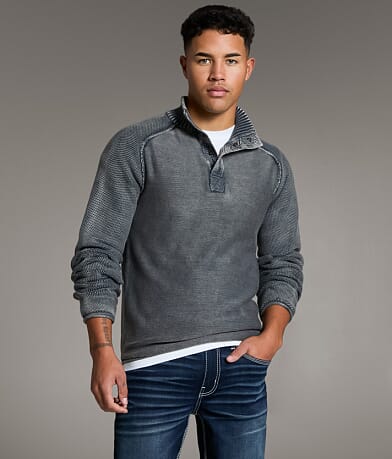 BKE Stonewash Quarter Snap Sweater front view