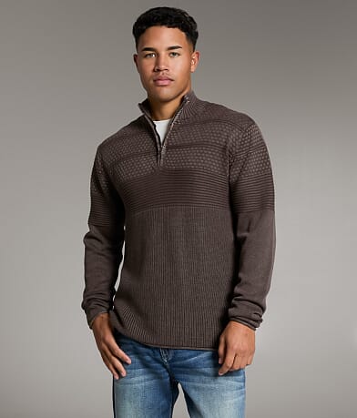 BKE Stonewash Quarter Zip Sweater front view