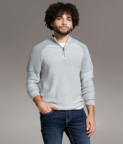BKE Stonewash Quarter Zip Sweater front view