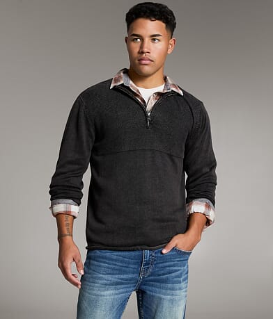 BKE Stonewash Quarter Zip Sweater front view