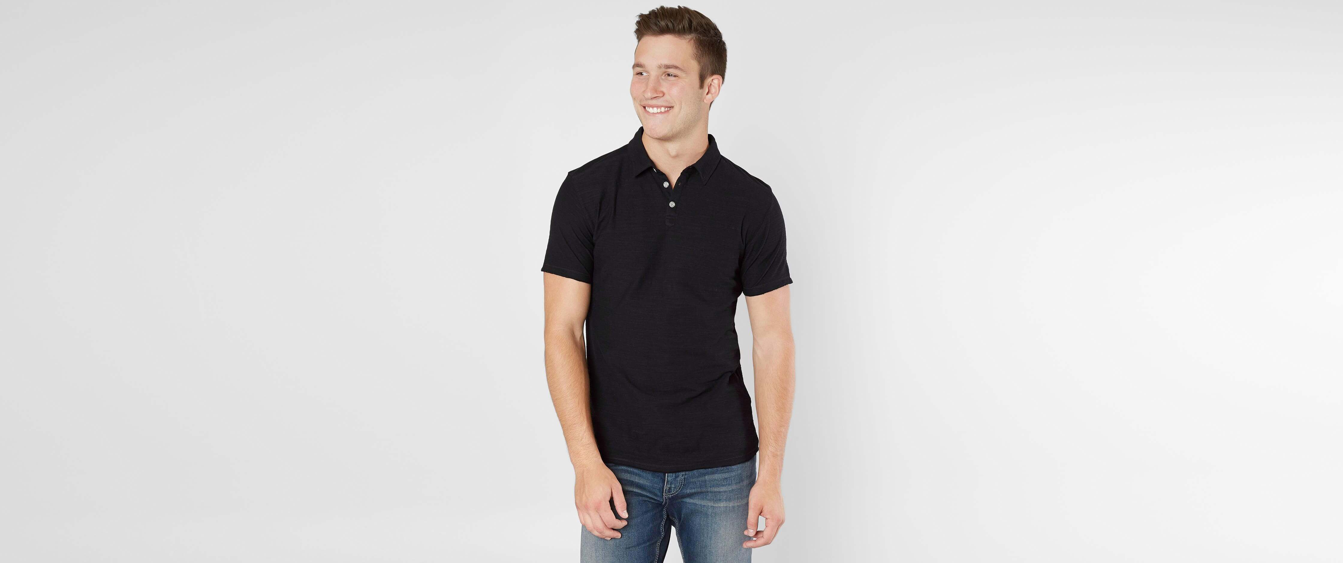 BKE Slub Polo Men's Polos in Black Buckle
