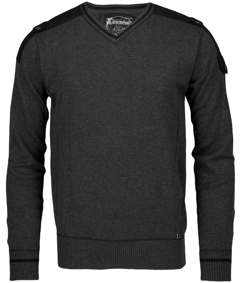 Buckle Black Ribbed Trim Sweater front view