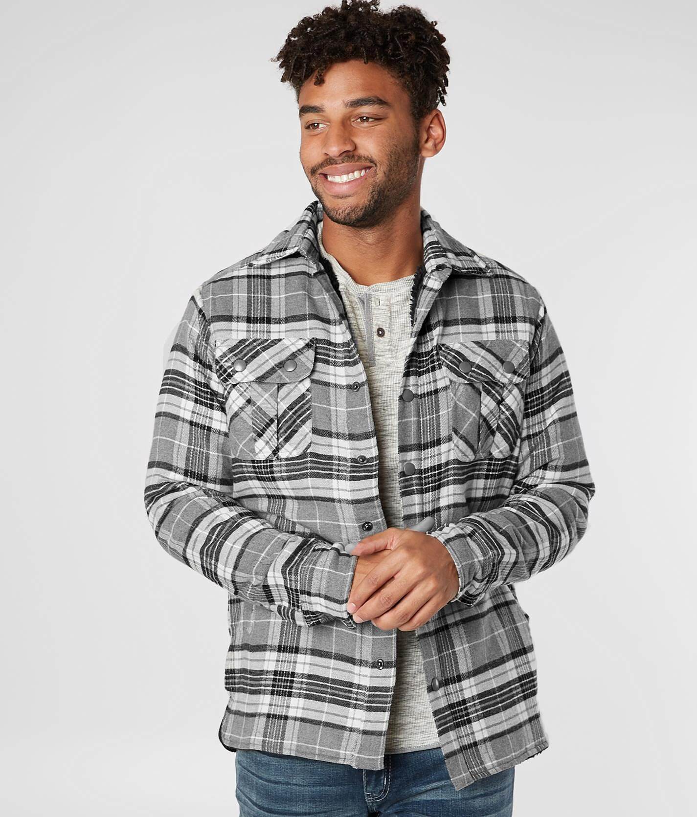 mens plaid quilted shirt jacket