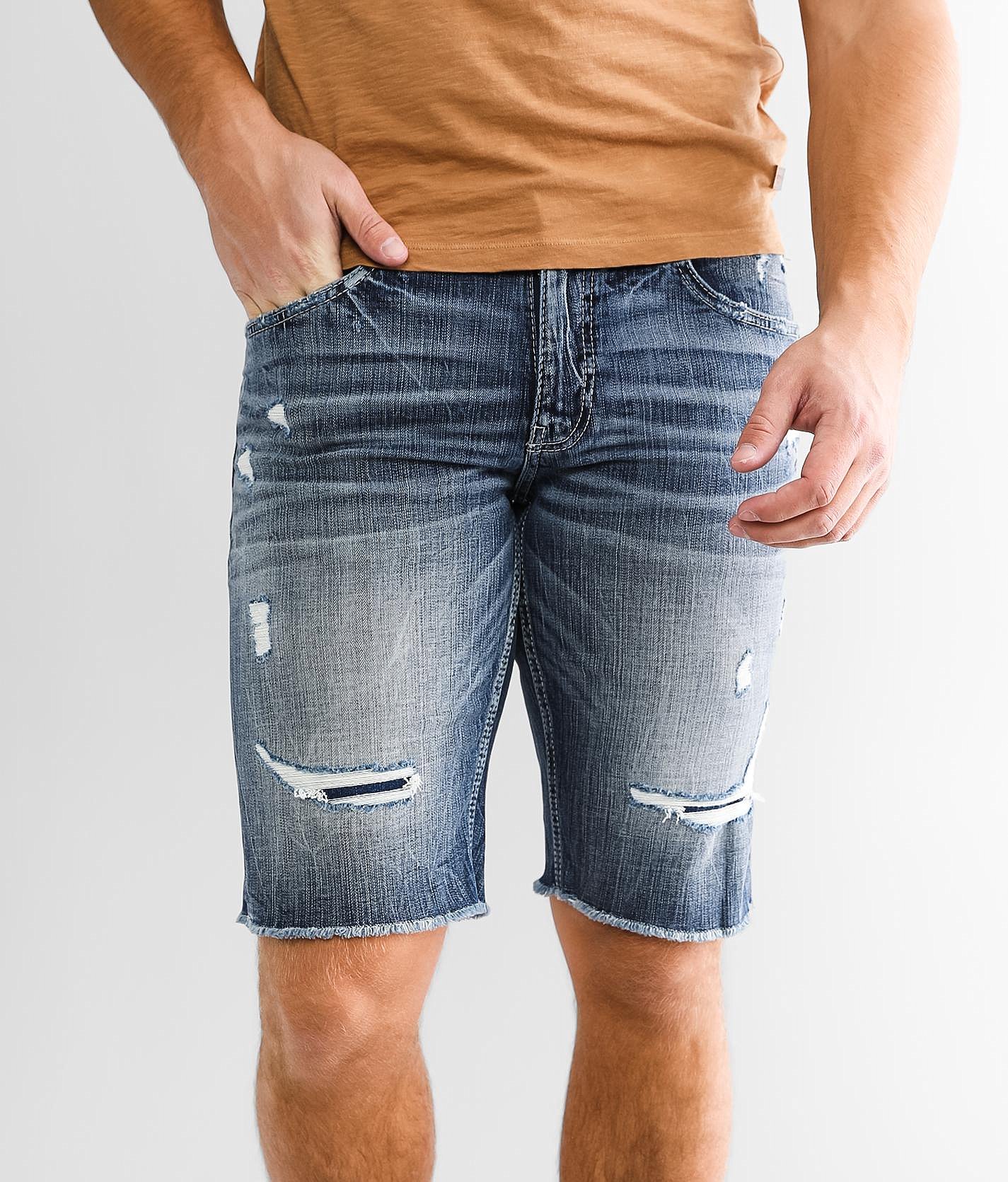 buckle jean shorts for men