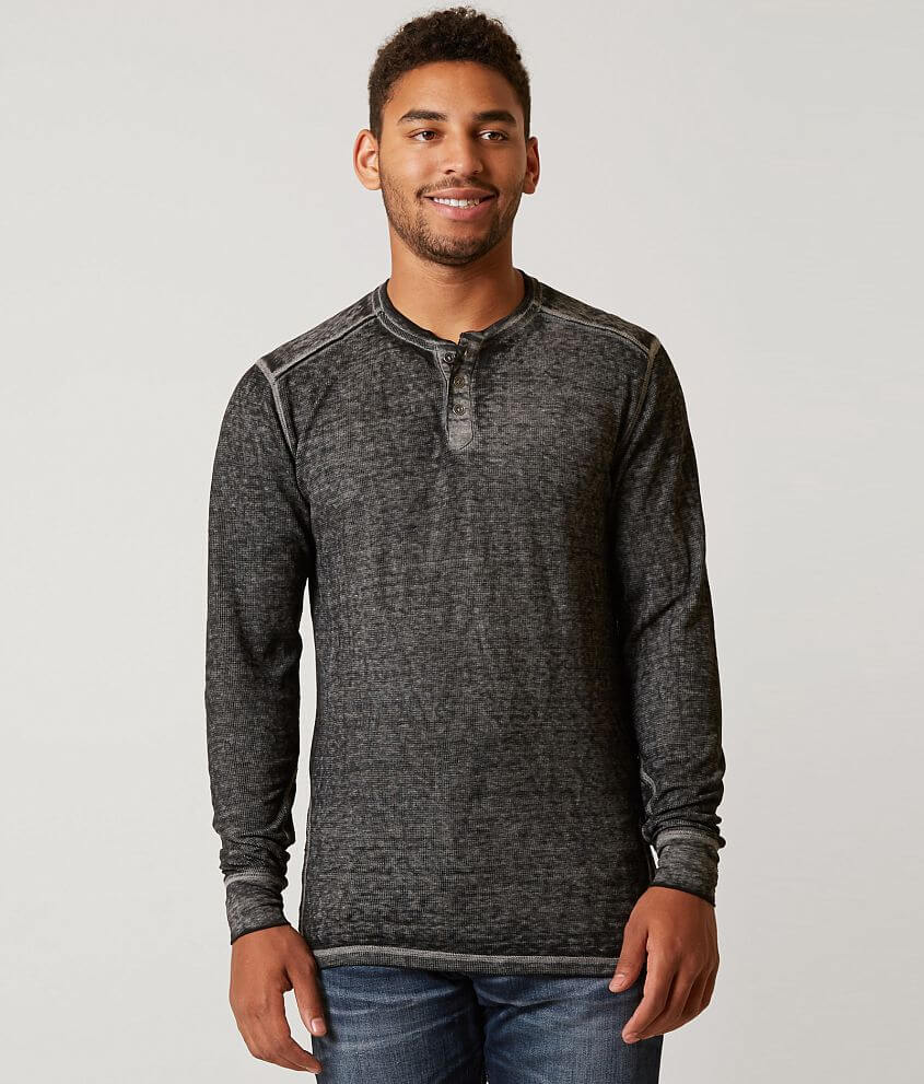 Buckle Black Toned Thermal Henley front view