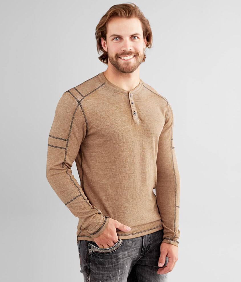 Buckle Black Thermal Henley front view