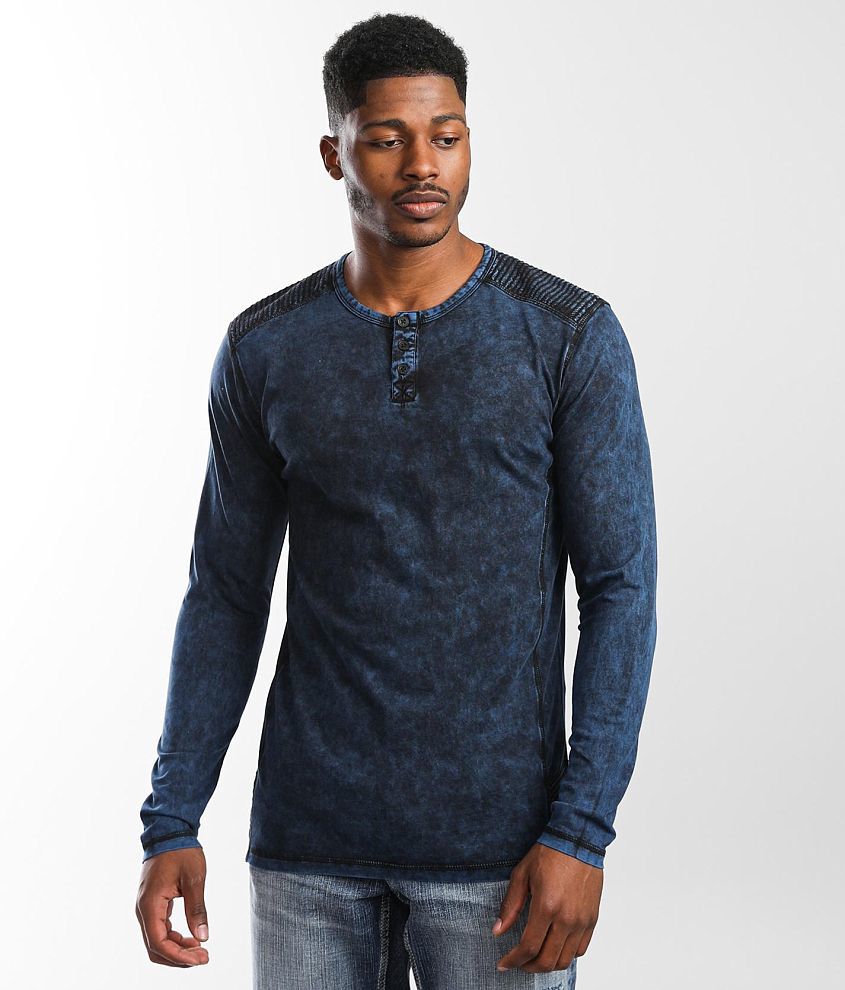 Acid Wash Henley Shirt (LW22T02339)