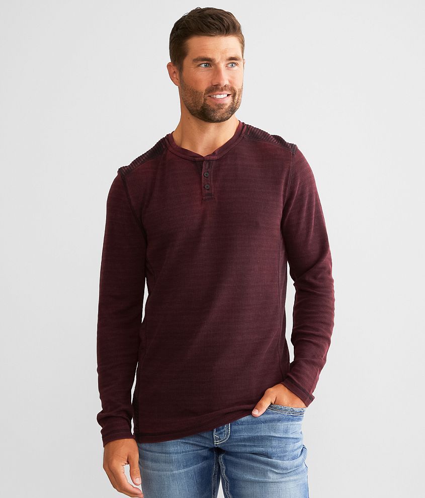 Buckle Black Burnout Thermal Henley front view