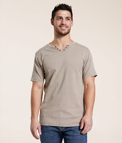 Buckle Black Textured Knit T-Shirt front view