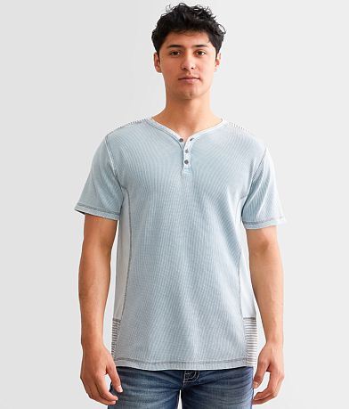 Buckle Black Washed Thermal Henley front view