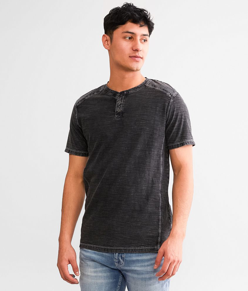 Buckle Black Slub Knit Washed Henley