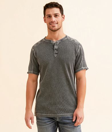 Buckle Black Thermal Henley front view