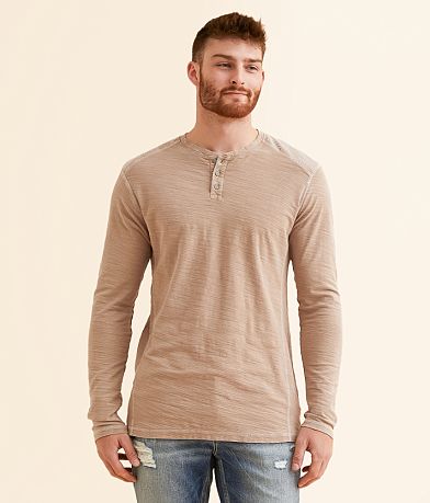 Buckle Black Slub Knit Henley front view