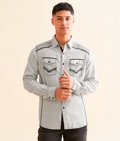 Buckle Black Embroidered Athletic Shirt front view