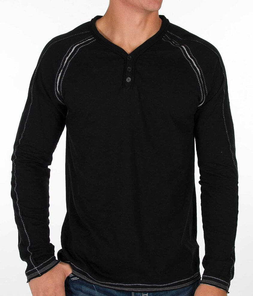 Buckle Black Pieced Henley front view