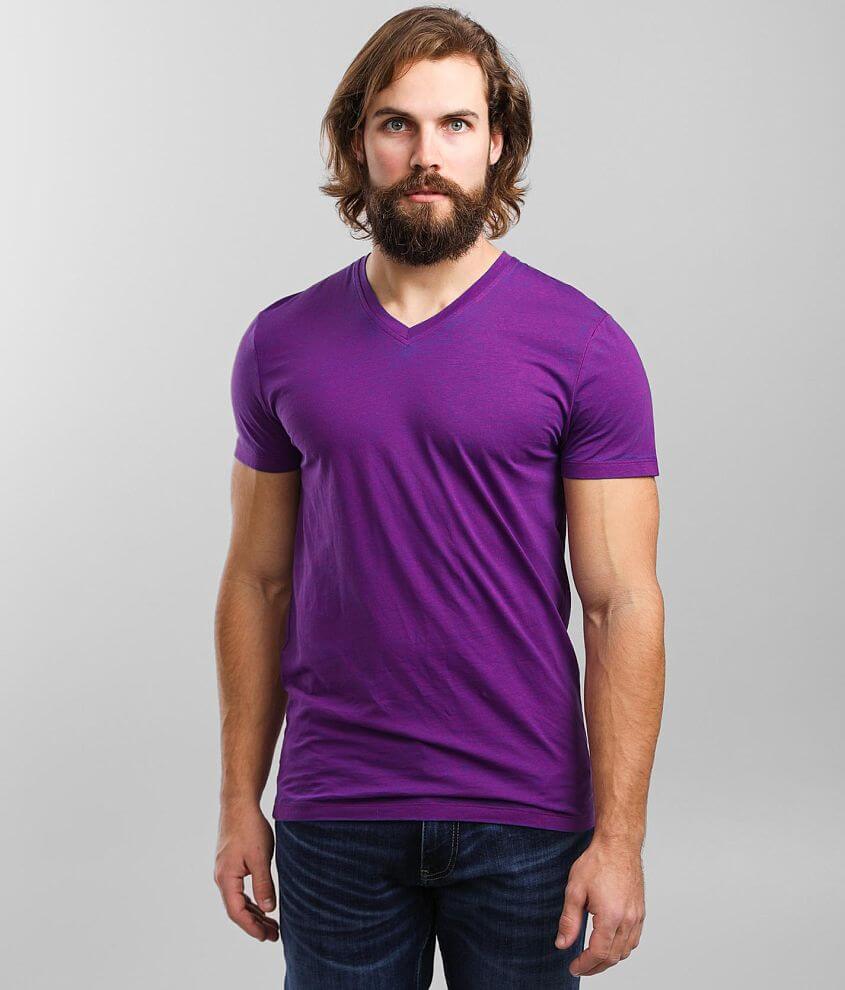 Men's purple discount v neck shirt