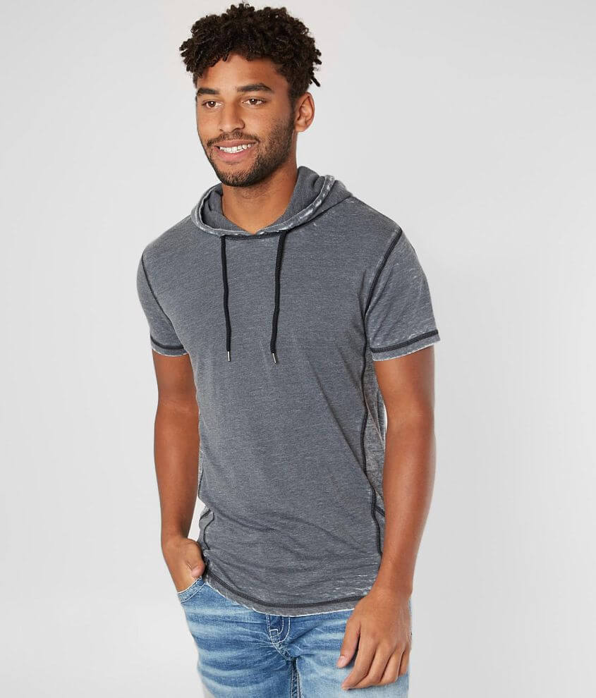 Buckle Black Burnout Hooded T-Shirt front view