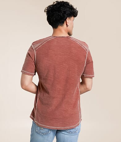 Buckle Black Split Neck T-Shirt back view