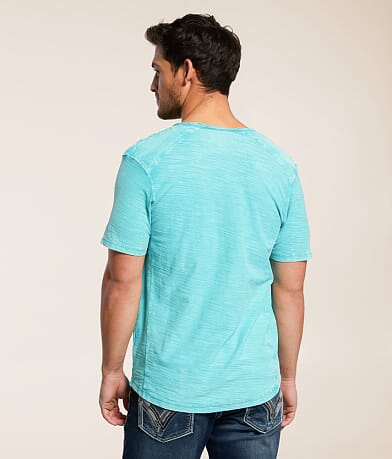 Buckle Black Split Neck T-Shirt BACK