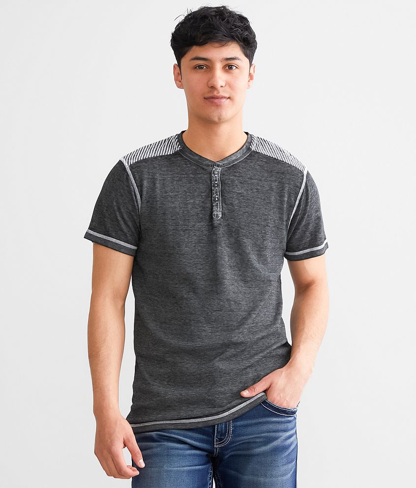 Buckle Black Burnout Thermal Henley front view