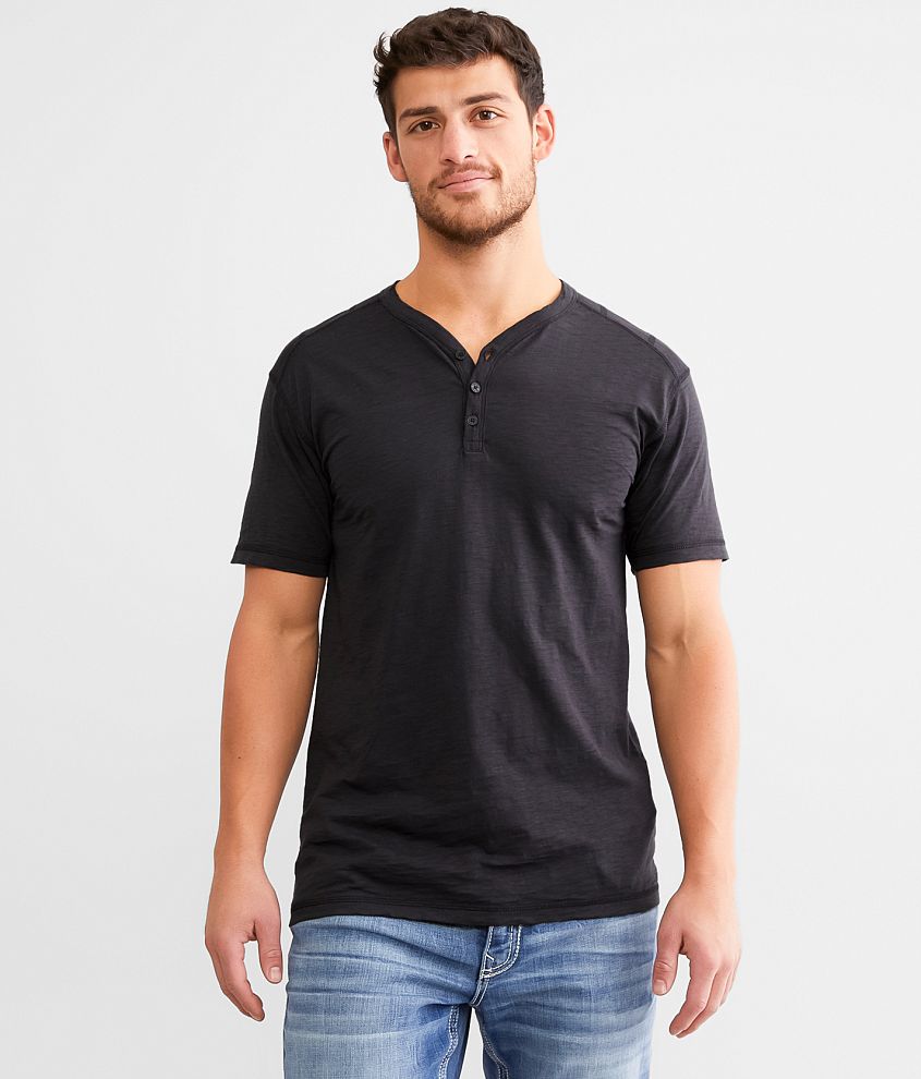 Buckle Black Burnout Henley front view