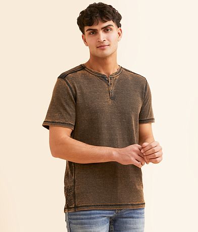 Buckle Black Washed Thermal Henley front view