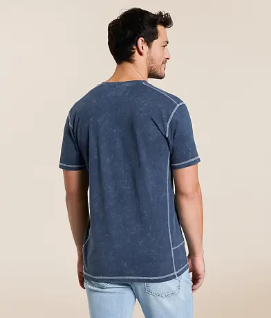 Buckle Black Washed Henley back view