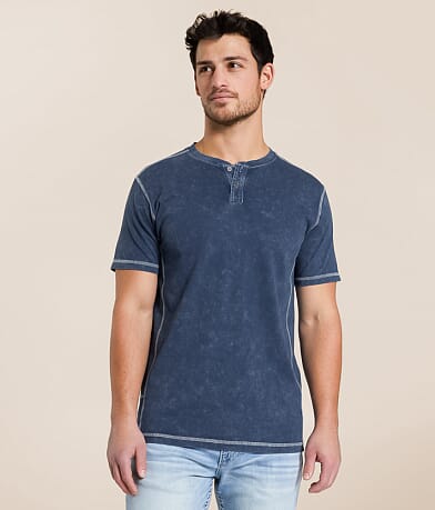 Buckle Black Washed Henley front view
