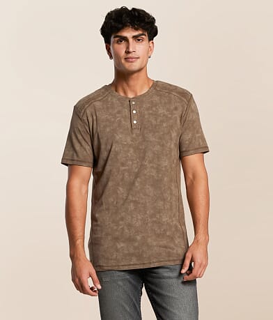 Buckle Black Acid Wash Henley front view