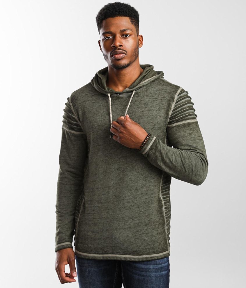 Buckle Black Accordion Burnout Hoodie Men s Sweatshirts in Olive