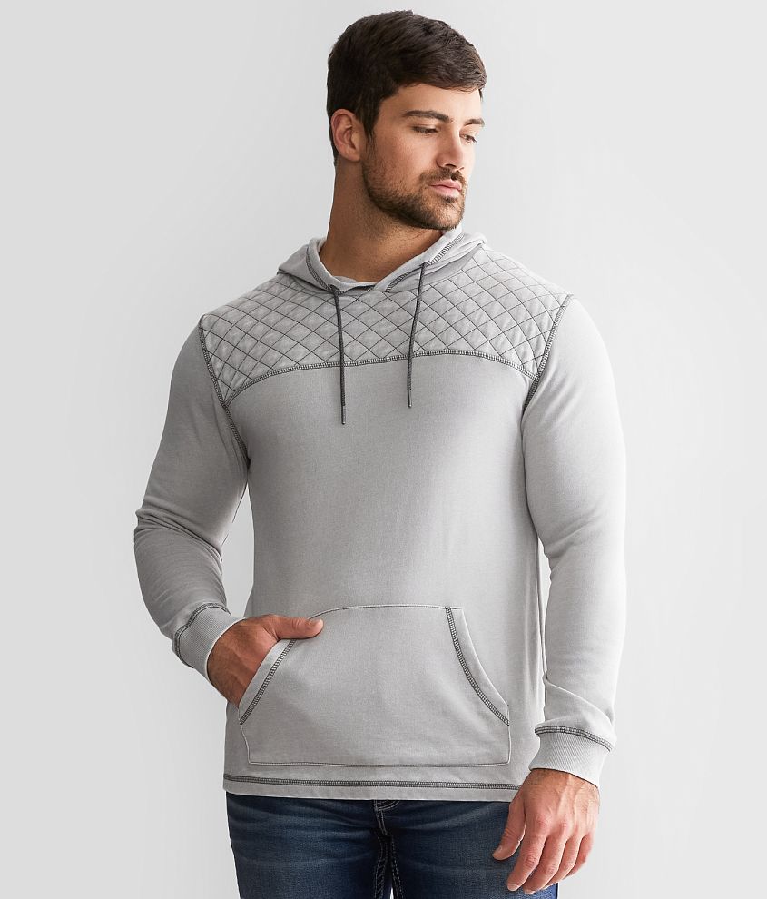 Buckle Black Quilt Block Hoodie Men's Sweatshirts in Alloy Buckle
