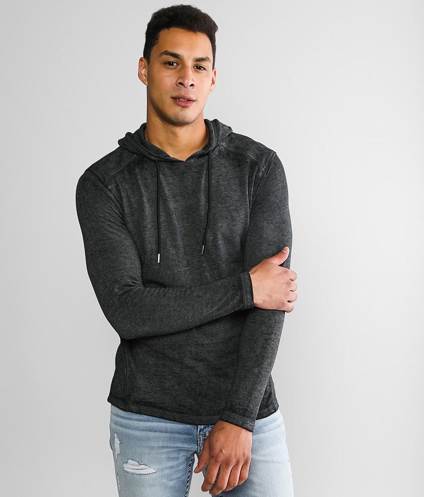 Buckle Black Burnout Hoodie - Men's Sweatshirts in Jet Black | Buckle