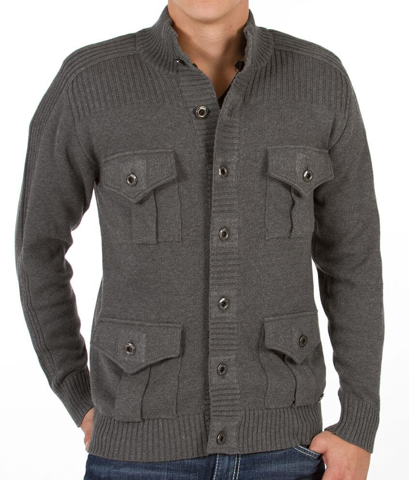 Buckle Black Together Cardigan Sweater front view