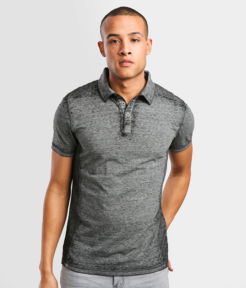 Buckle Black Washed Burnout Polo front view