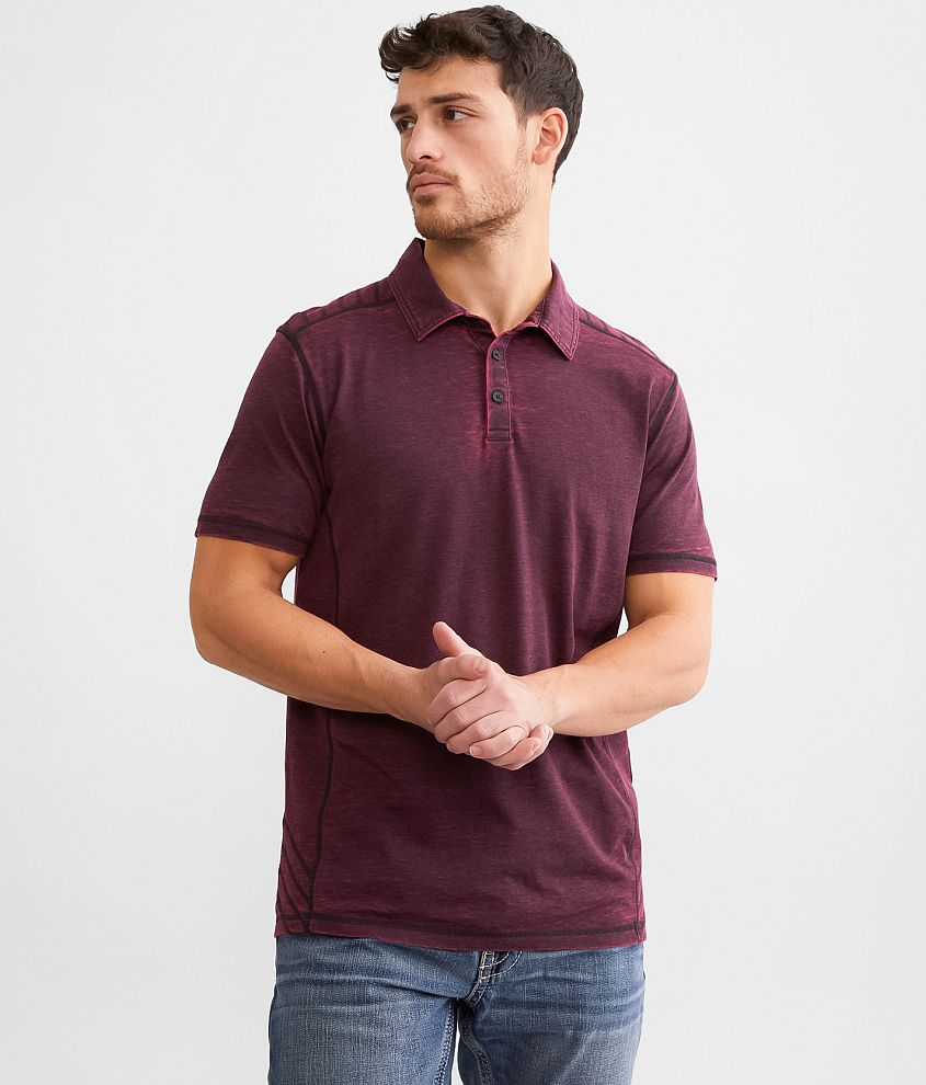 Buckle Black Washed Burnout Polo - Men's Polos in Azalea | Buckle