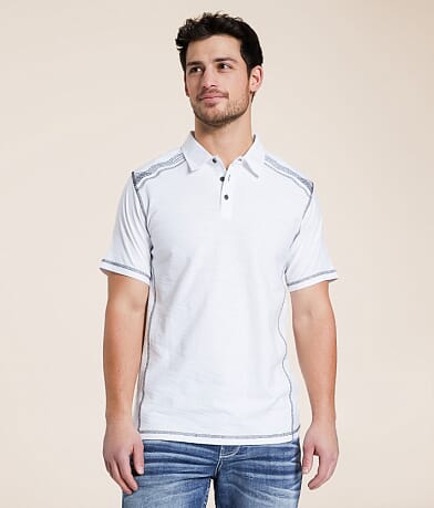 Buckle Black Slub Knit Polo front view